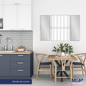 Janela de Aluminio Branco 4 Folhas com Grade vidro Mini Boreal 100x120 MGM