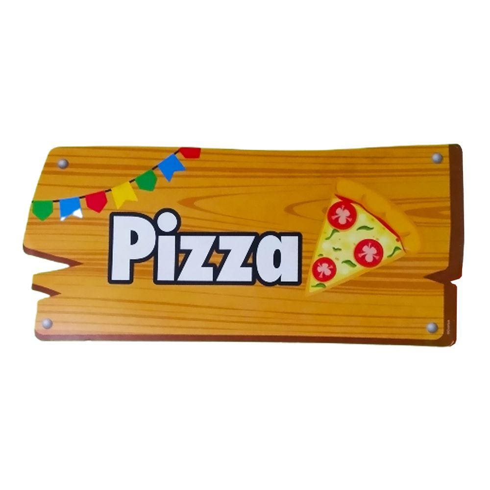 Placa Festa Junina para Barraca de Pizza - 37cm x 17cm