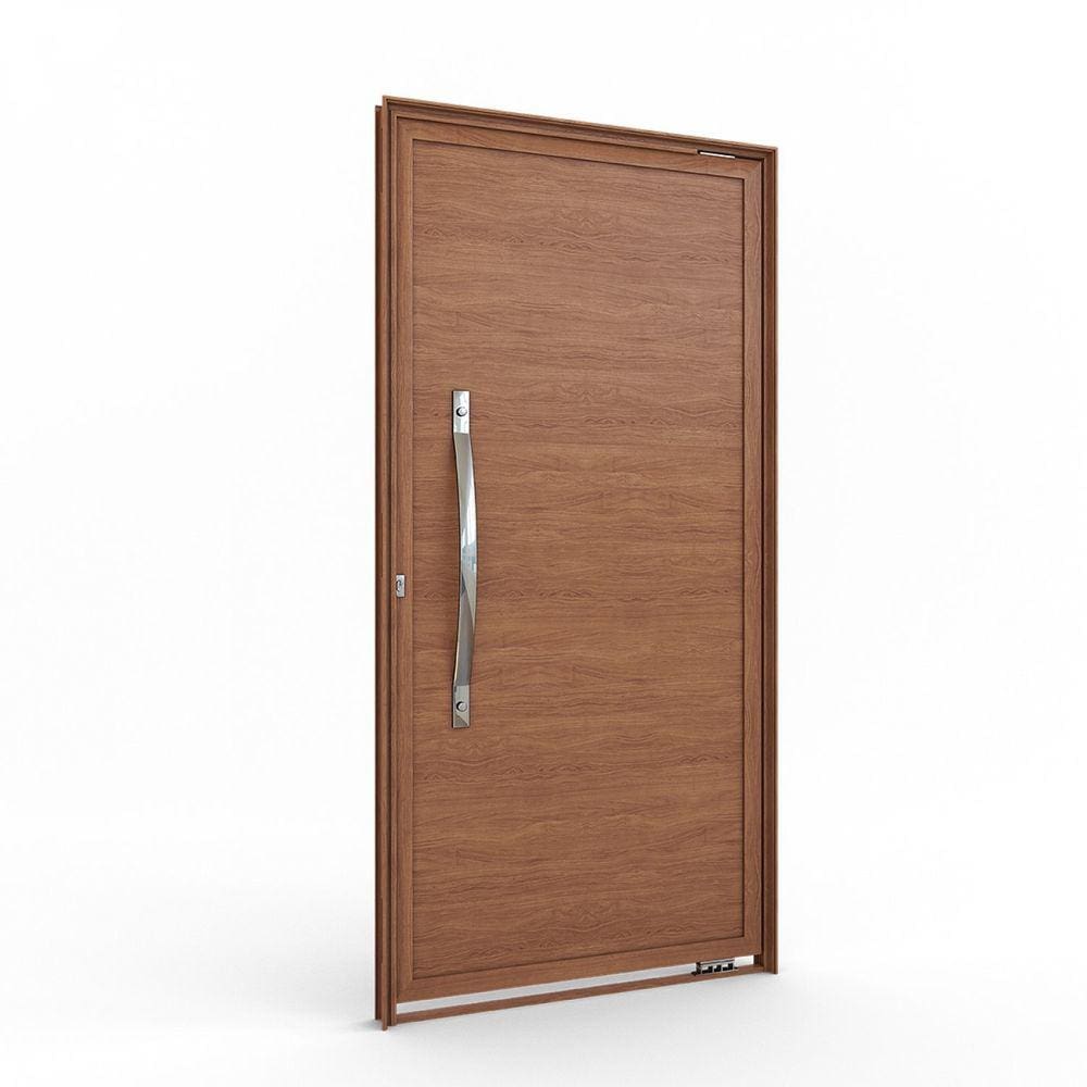Porta de Alumínio Pivotante Lambri com Friso e Puxador de 80cm 215x105cm Lucasa Marrom
