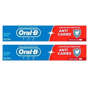 Kit 2 Creme Dental Oral-B 123 Anticáries Menta Suave 70g