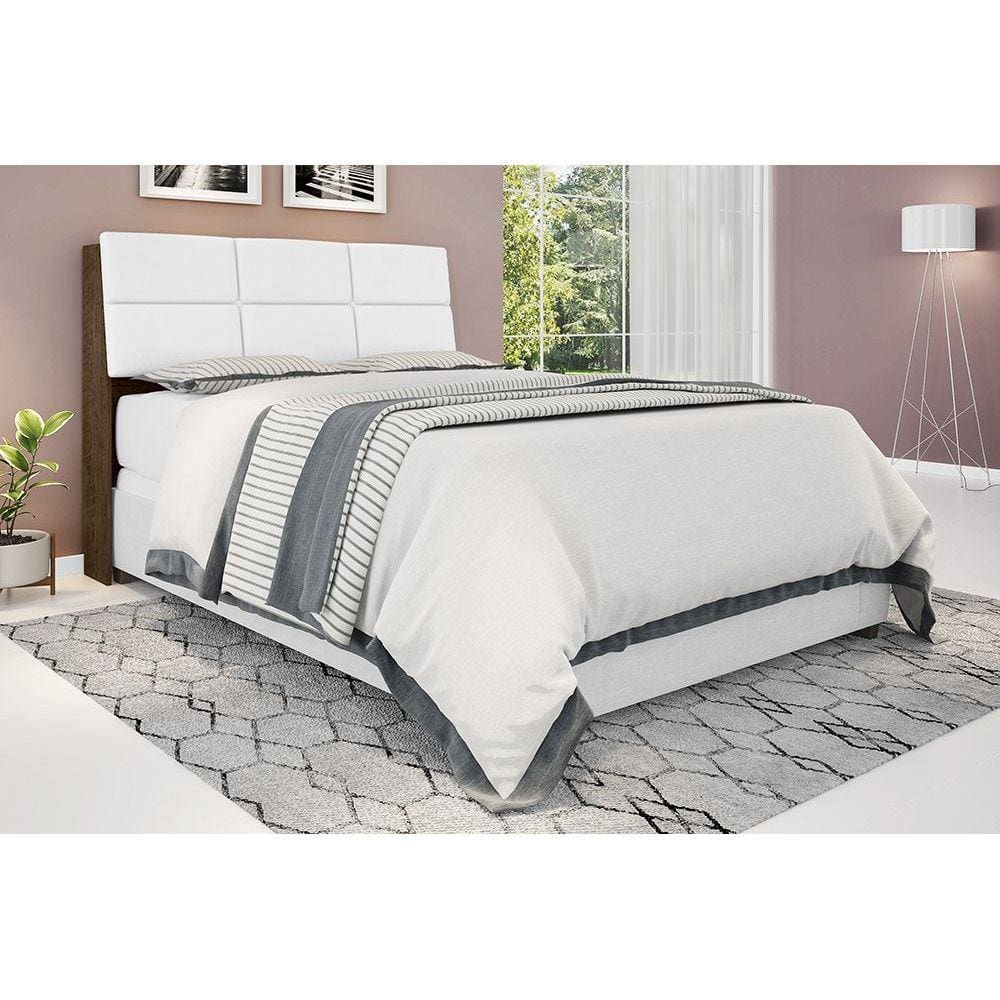 Cabeceira box Queen 1,58 Isis Malbec com Painel Class Branco - Framar Móveis