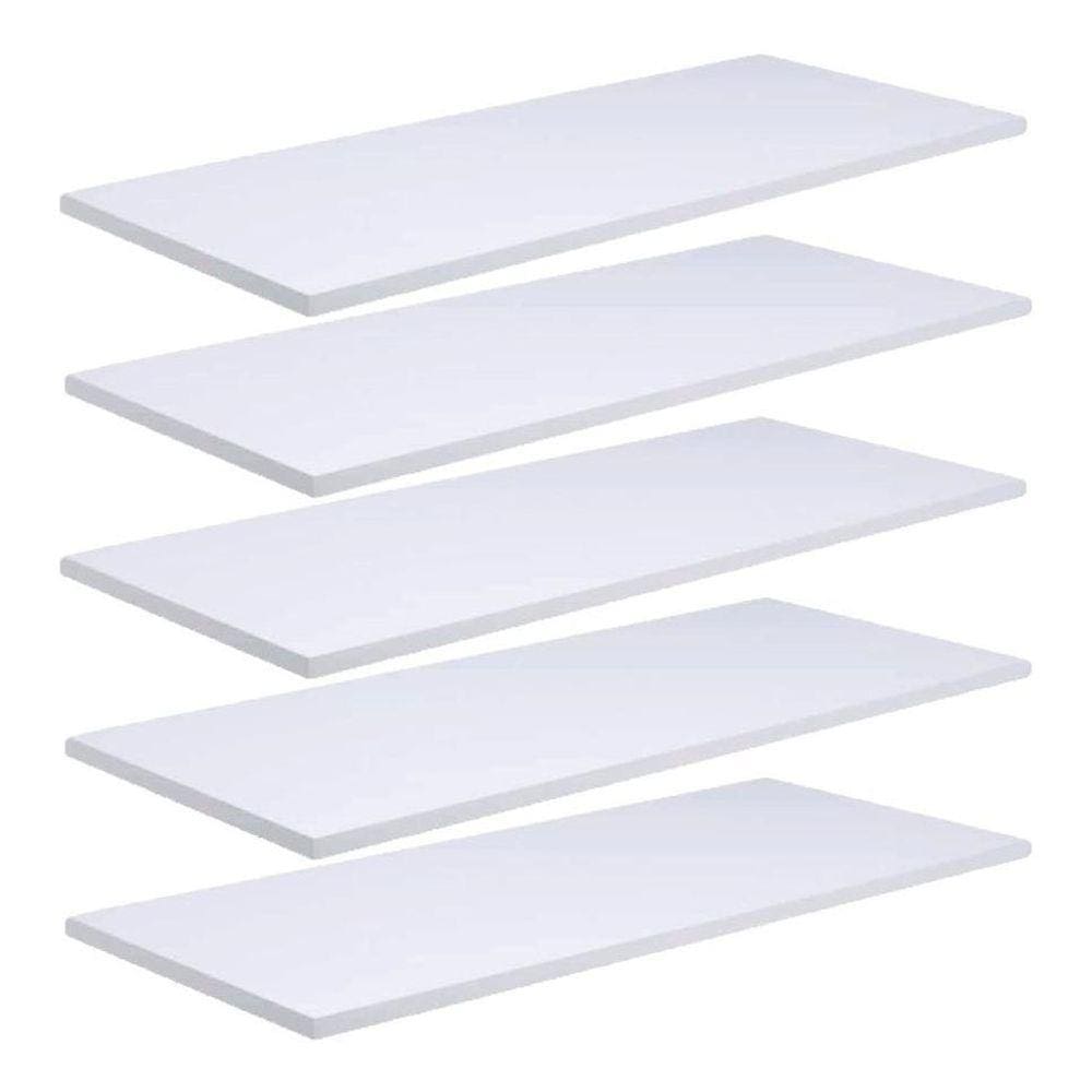 Kit 5 Prateleiras 50X25 Flutuantes Mdf 15Mm Branco Decoração