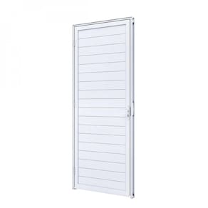 Porta de Alumínio Lambri com Maçaneta 215x85cm Lucasa Branco