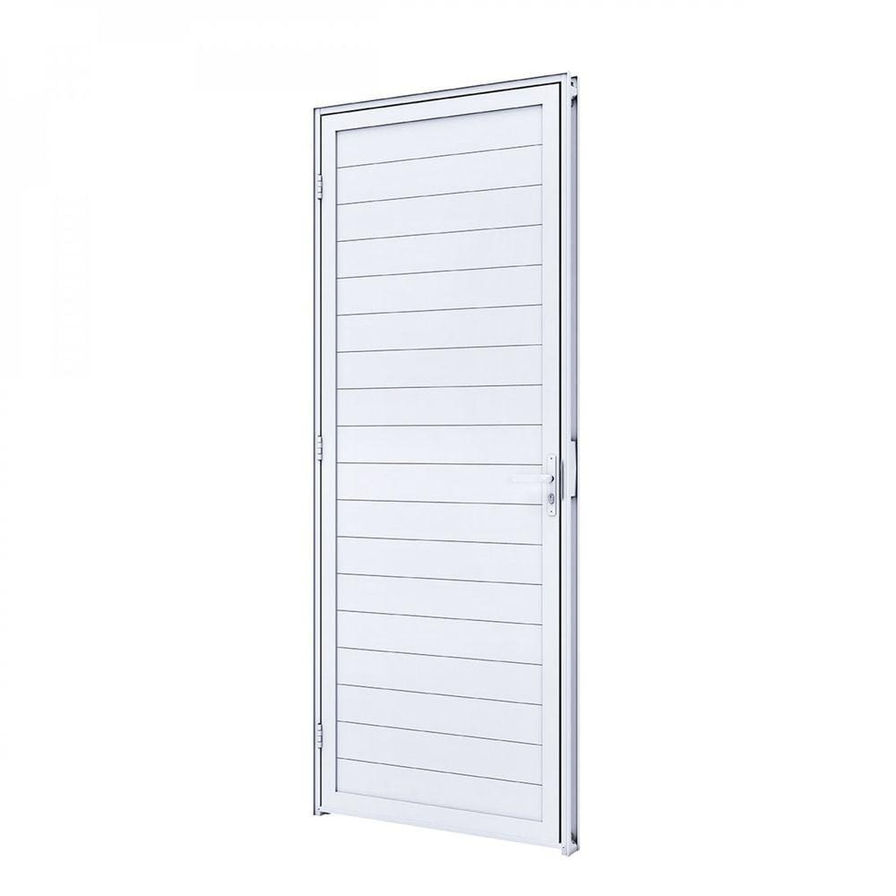 Porta de Alumínio Lambri com Maçaneta 215x85cm Lucasa Branco