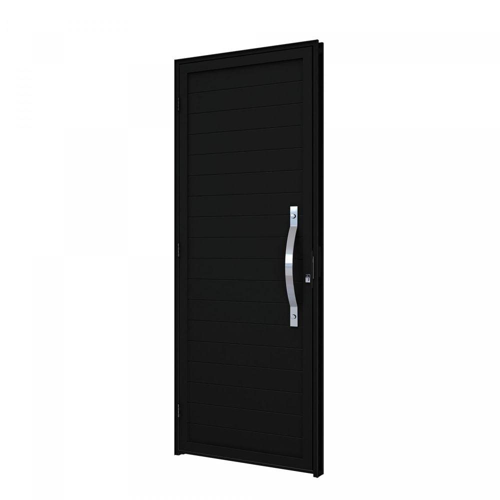 Porta de Alumínio Giro Lambri com Puxador de 60cm 215x95 Lucasa Preto