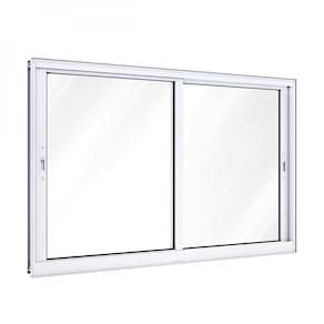 Janela de Aluminio de Correr Lateral 2 Folhas Móveis com Grade 100x150 Lucasa Branco