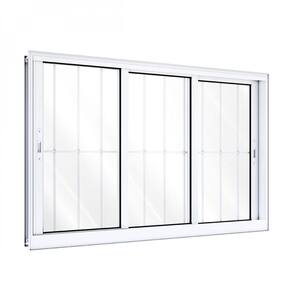 Janela de Aluminio de Correr Lateral 3 Folhas Móveis com Grade 120x150 Lucasa Branco