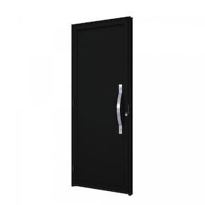 Porta de Alumínio Giro Lambri com Puxador de 60cm 215x95 Lucasa Preto