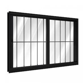 Janela de Aluminio Correr Lateral 2 Folhas Móveis Com Grade 100x150cm Lucasa Preto
