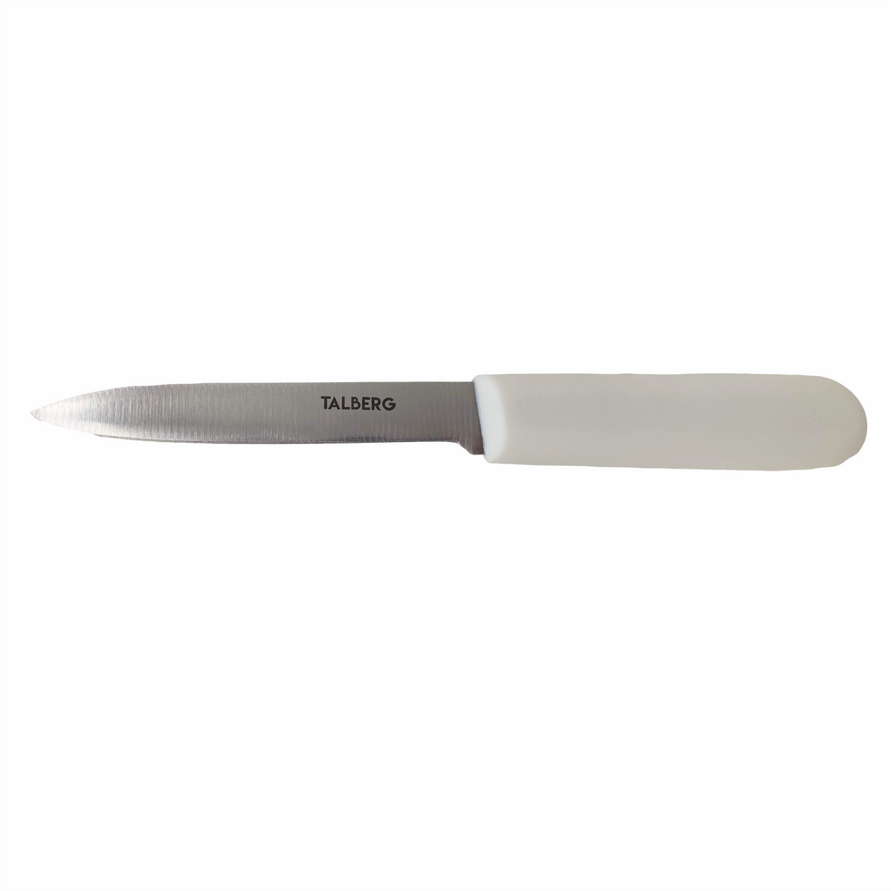 Faca de Cozinha Pequena Picar Temperos Aço Inox Cabo Plástico Branco 20cm Corte Preciso
