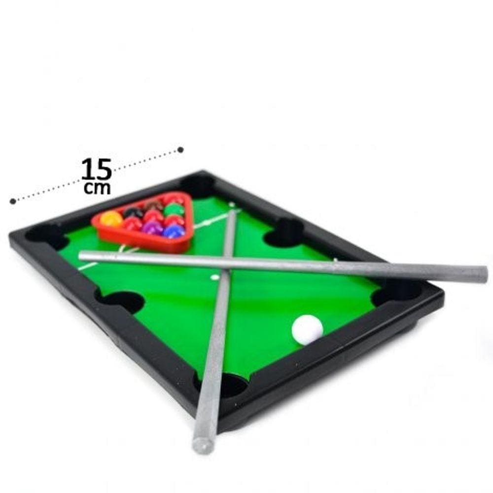 Mesinha de Jogo Sinuca 40CM Infantil Snooker Brilhar Com 02 Tacos