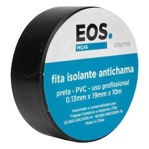 Kit Fita Isolante EOS para Instalação Elétrica 10m x 0,18m Preta - 50 Unidades -