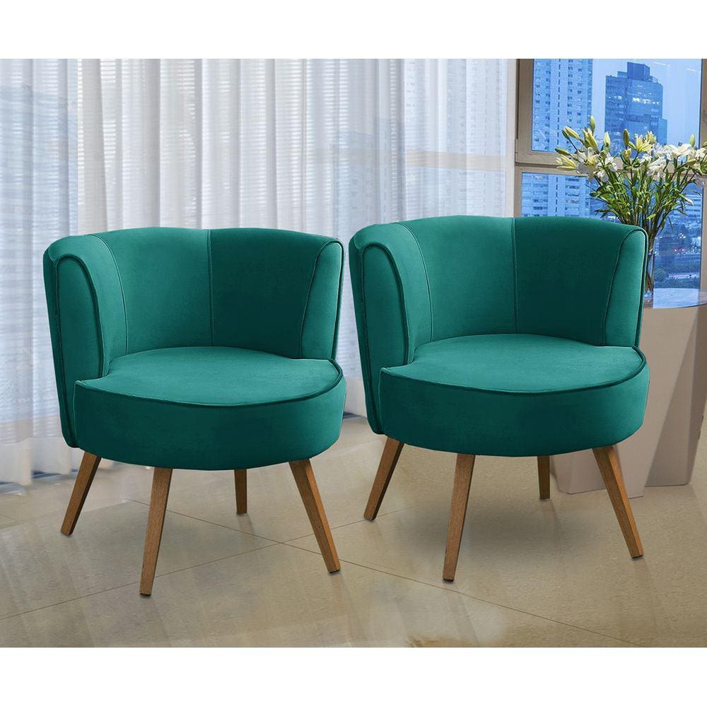 Kit 2 Poltronas Para Sala Decorativa Isadora Suede Tiffany Madelina Decor