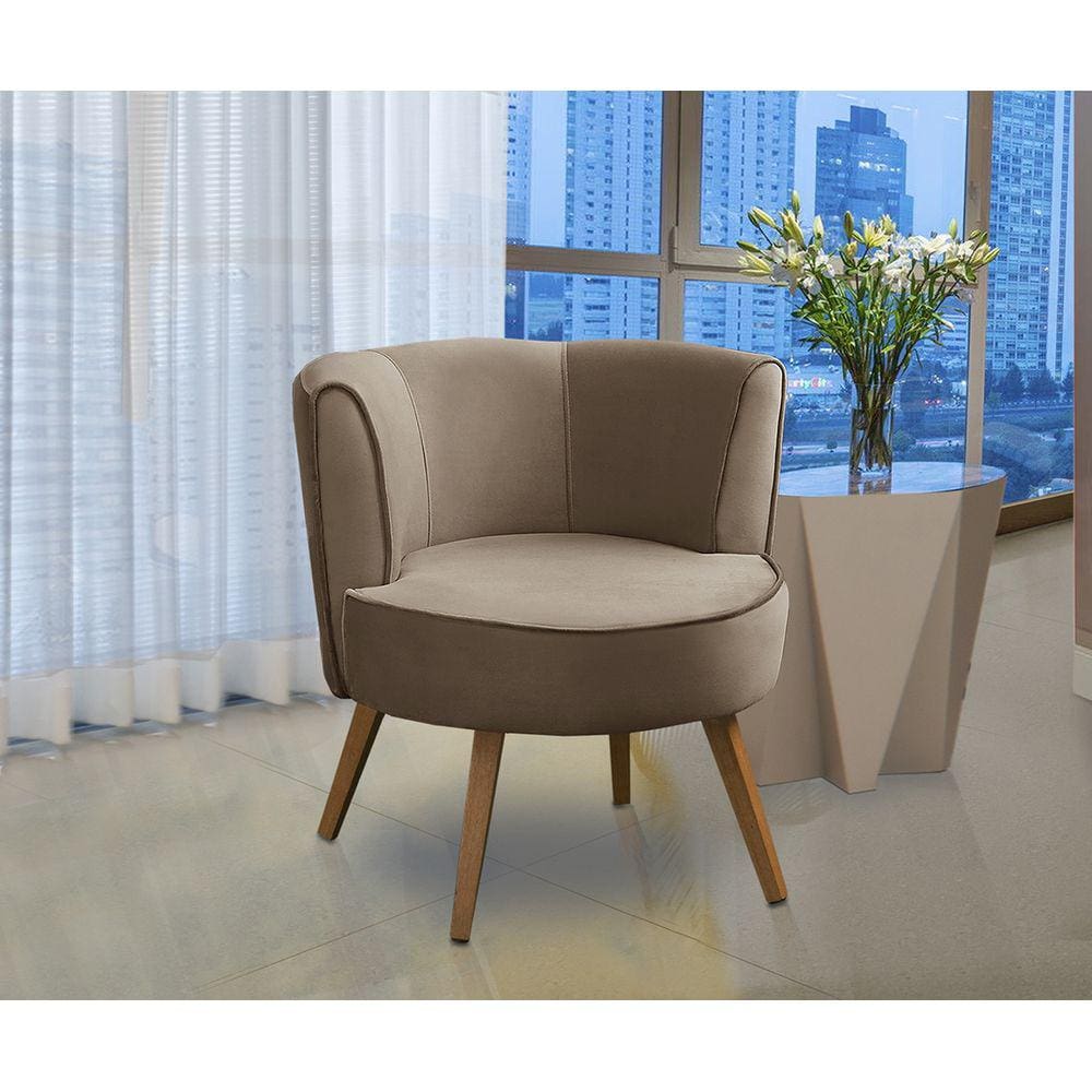 Poltrona Para Sala Decorativa Isadora Suede Capuccino Madelina Decor