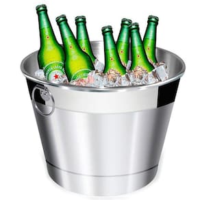 Balde De Gelo E Cerveja Térmico Em Alumínio Lixado 6,5L