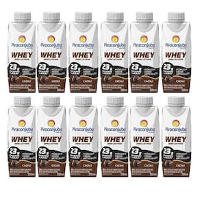 Kit com 12 Bebida Piracanjuba Whey 250 Ml - Sabor Cacau
