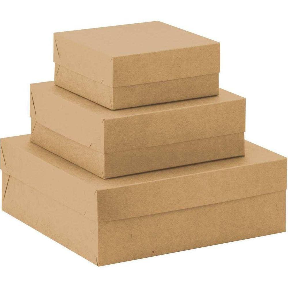 Kit 10 Caixa De Presente Tampa Gde 28X28X10 Quadrada Kraft