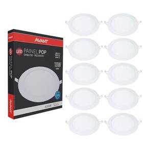 Kit 10 Painel Plafon Led Embutir 22cm 18w 6500k Branca Avant
