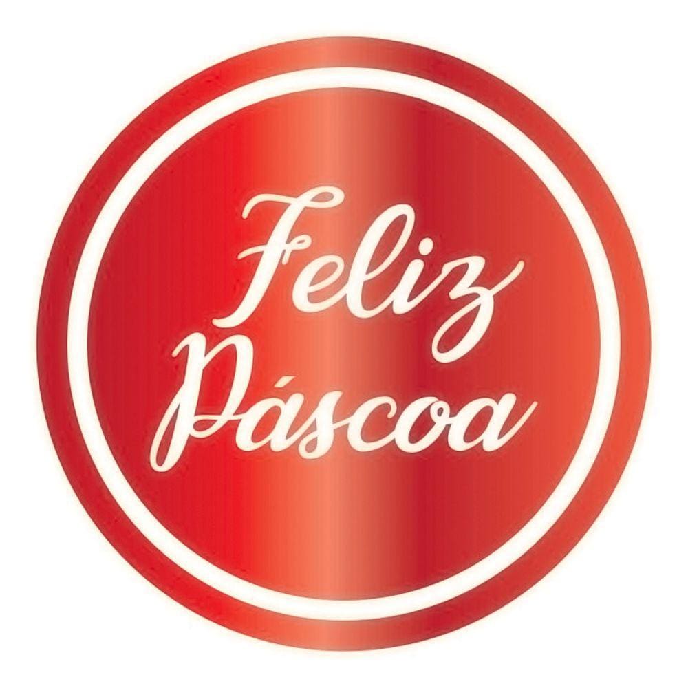 Etiqueta Decorativa Feliz Páscoa Vermelha - 100 Unidades