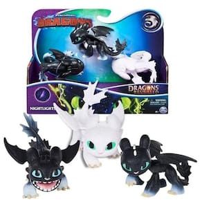 Como Treinar Seu Dragão 3 -  Kit Com 3 Dragões Banguela e Furia da Luz - Nightlights - Sunny