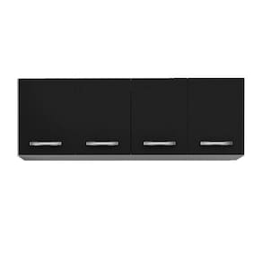 Armário Aéreo Panamá 04 Portas 160Cm Branco/Preto - Lumil Móveis