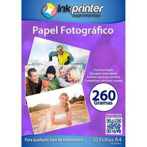 Papel Fotográfico Brilhante Glossy A4 260gr