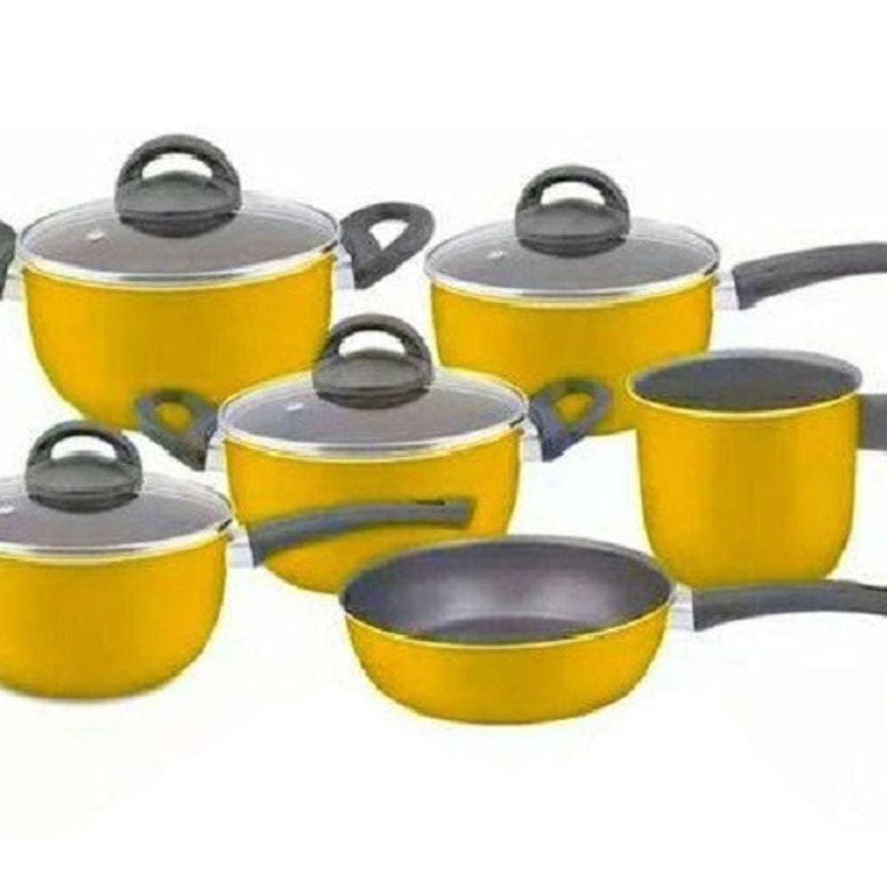 Conjunto de panelas amarelo 06 peças Antiaderente