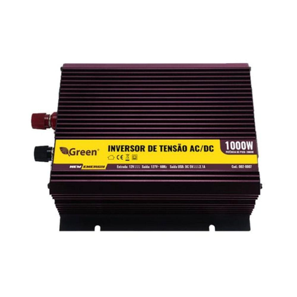 Inversor De Tensão 12V 1000W Reais Usb 5V 2.1A 110/127V