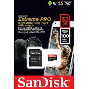 Cartão Memória Micro Sandisk Sdhc UHS-I 32gb Extreme Pro U3 4K