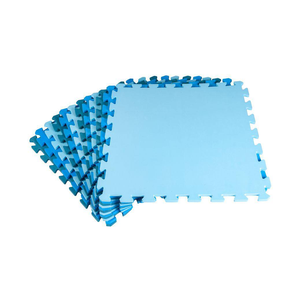 Kit 8 Placas Tatame Tapete Eva Infantil 50x50x1cm Bebê - Tons Azul