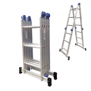 Escada Multifuncional Articulada 3X4 12 Degraus Alumínio Real