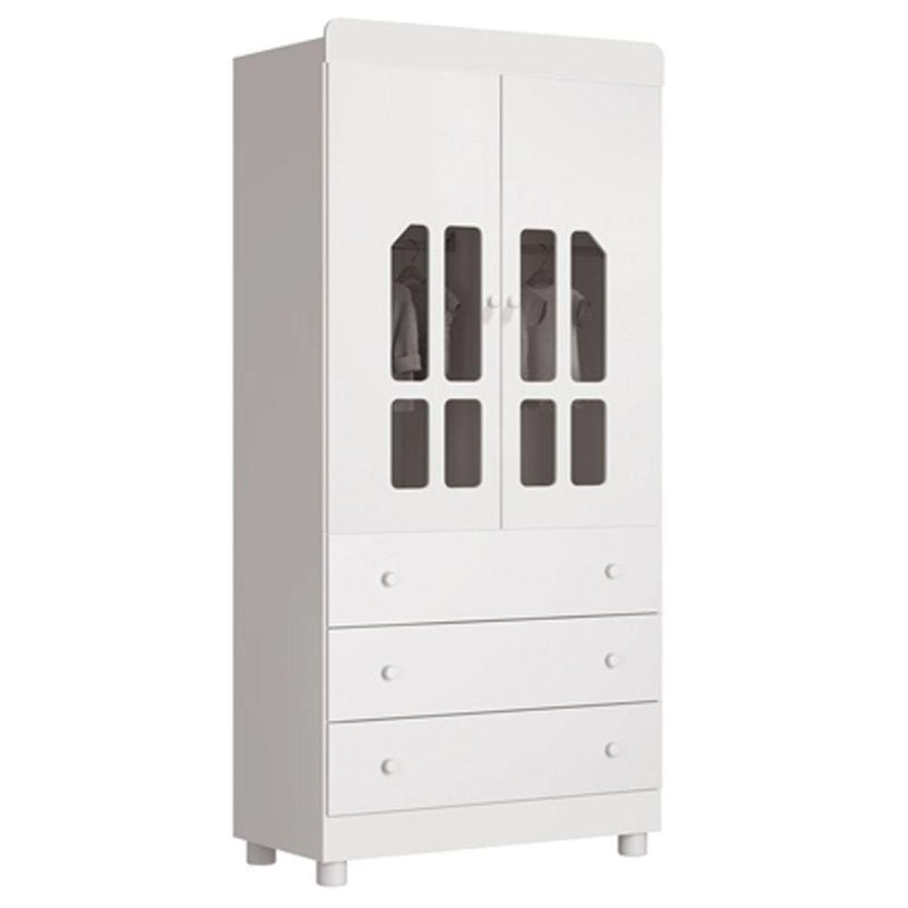 Guarda Roupa Infantil Katatau 2 Portas Branco Brilho - Reller Móveis