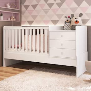 Berço Multifuncional Cama com Cômoda Bb680 Branco - Completa Móveis