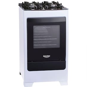 Fogão 4 Bocas à Gás Dako Supreme Glass Acendimento Automático Mesa de Vidro Branco Bivolt
