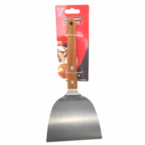 Espatula de Metal Aço Inox Cabo de Madeira Cozinha Lanches Profissional 12cm