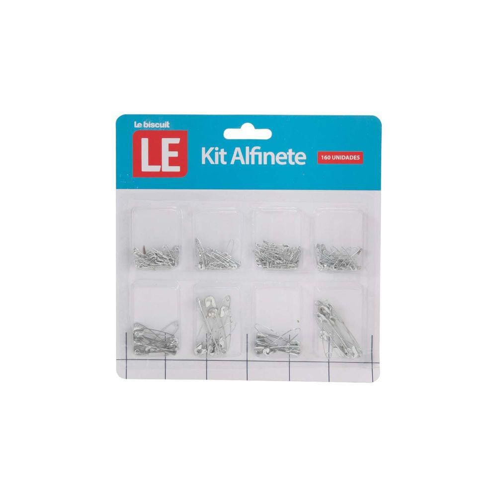 Kit Alfinete de Segurança Mix Le com 160 Unidades Prata