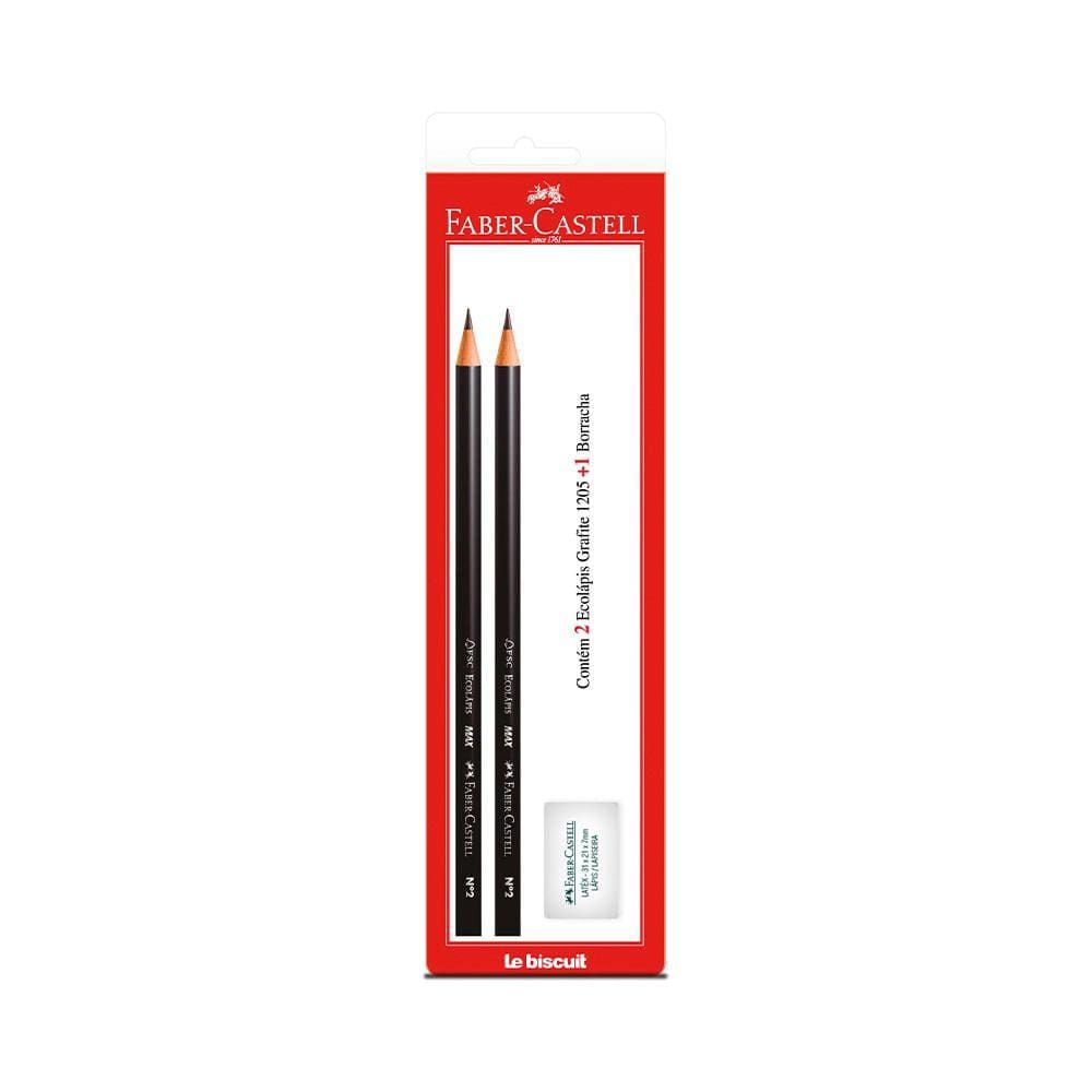 Kit Escrita Faber-Castell Le 2 Lápis Preto Hb Nº2 e 1 Borracha Branca