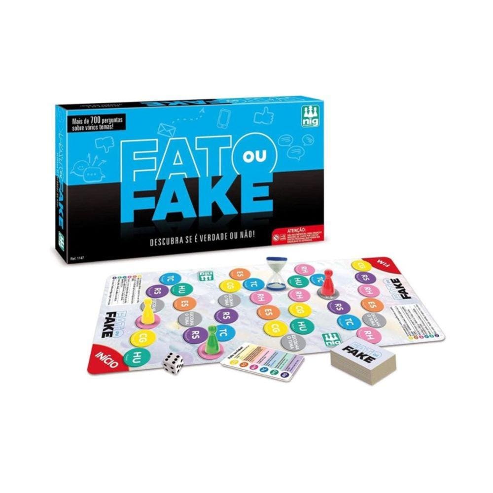 Jogo de Tabuleiro Fato ou Fake? 120 Cartas - Nig Brinquedos