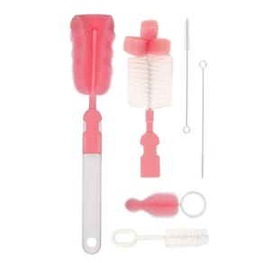 Kit de Escovas de Lavar Mamadeiras e Canudos Rosa Buba