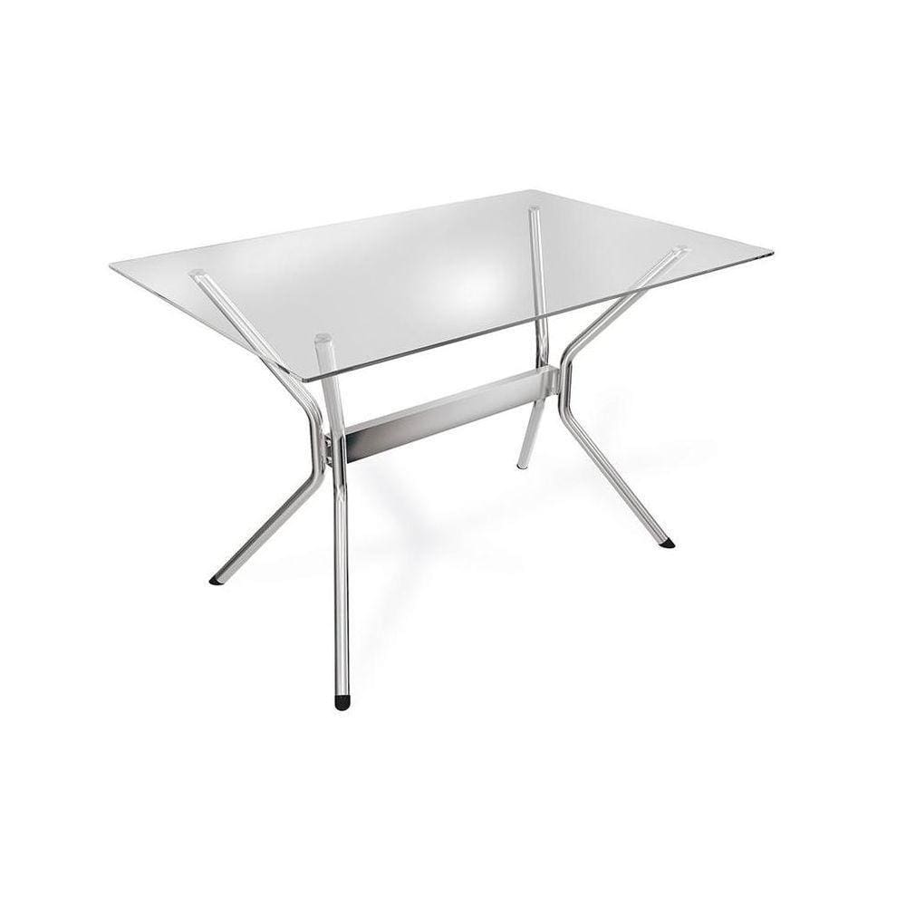 Mesa Loire Cromada Com Tampo De Vidro Incolor 1,20m