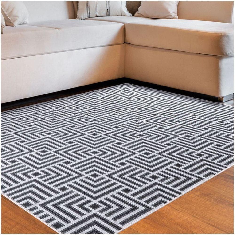 Tapete Sala Quarto Funcional Tabuleiro 1,50 X 2,00 Titulos Cinza-51