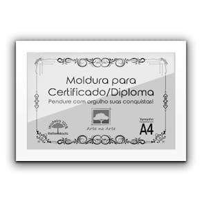 1 Certificado Diploma A4 Com Tela De Acetato E Mdf Titulos Moldura Branca