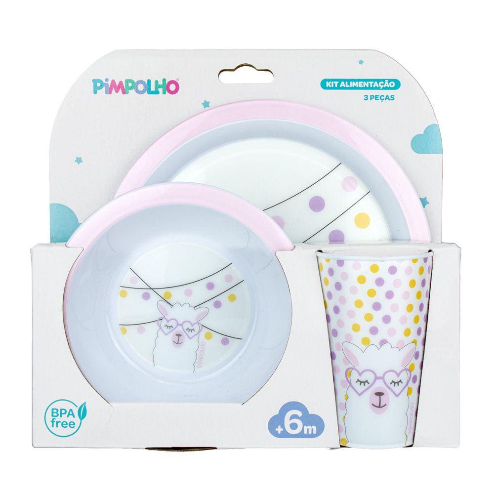 Kit Alimentação Para Bebê 3 Peças Lhama Rosa Pimpolho 93381