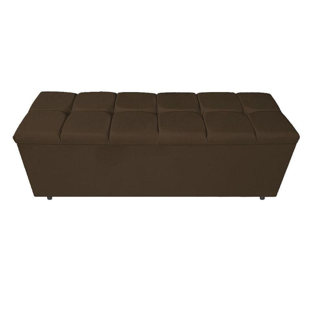Calçadeira Estofada Manchester 140cm Casal Suede Marrom