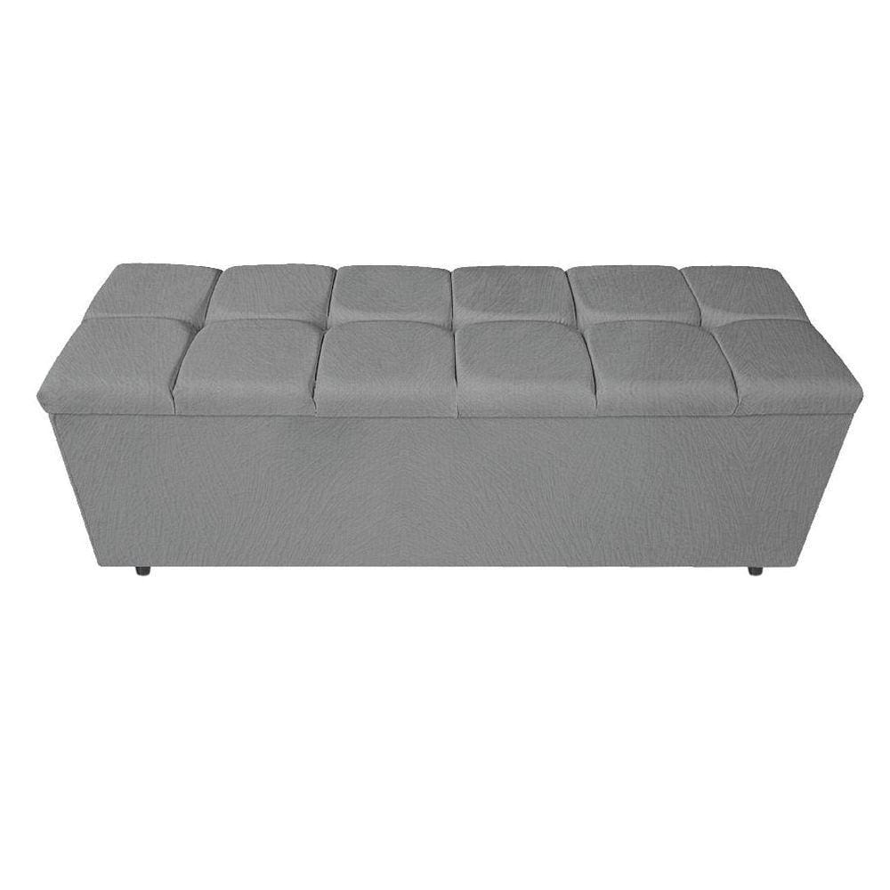 Calçadeira Estofada Manchester 160cm Queen Size Suede Cinza
