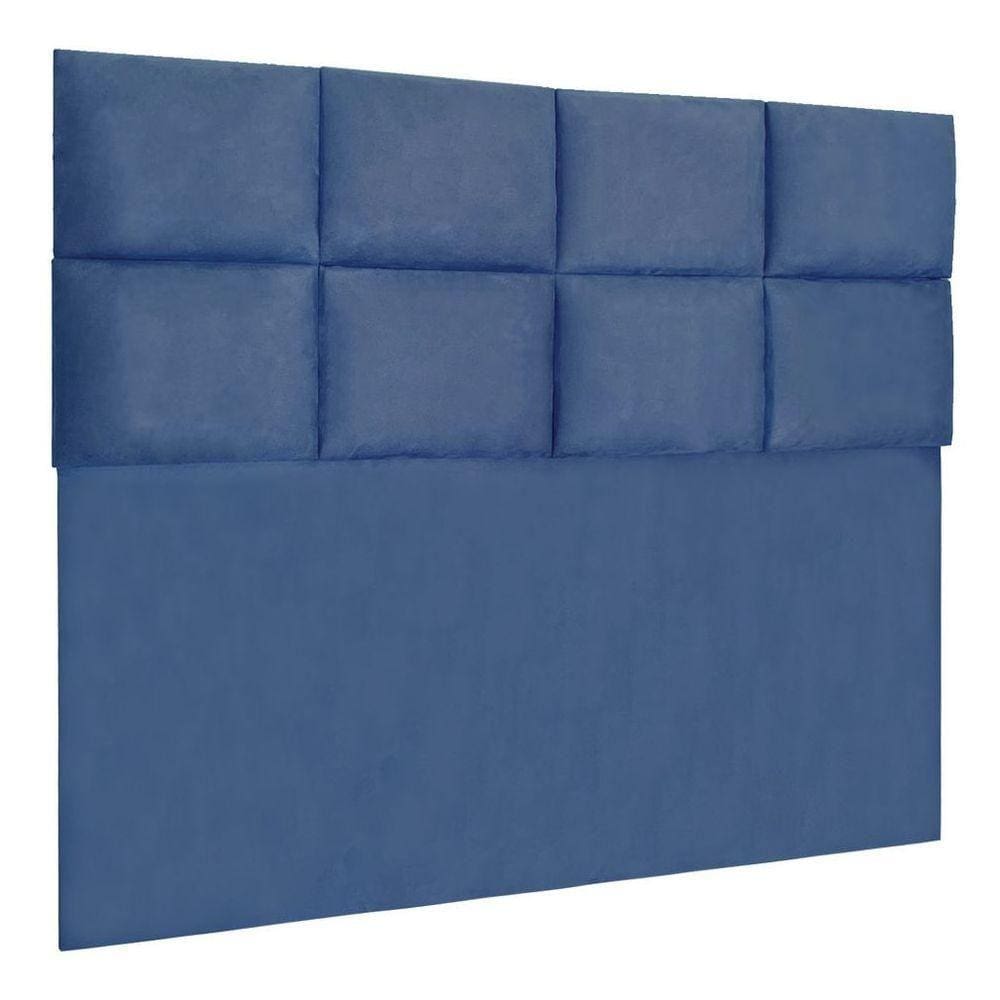 Cabeceira Modulada Queen 1,60m Lorena Suede Azul Marinho