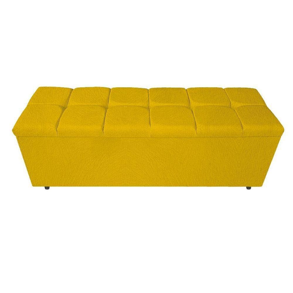 Calçadeira Estofada Manchester 160cm Queen Size Suede Amarelo