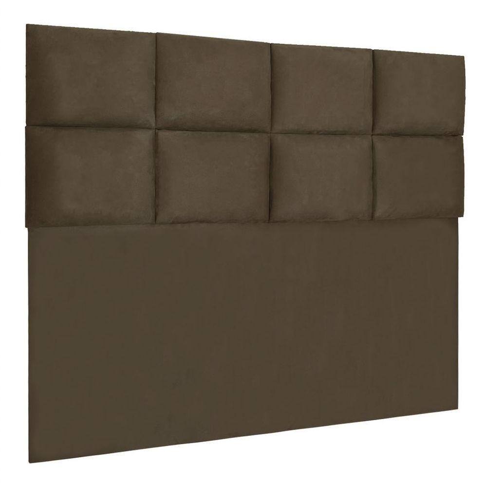 Cabeceira Modulada Casal 1,40m Lorena Suede Cor Marrom