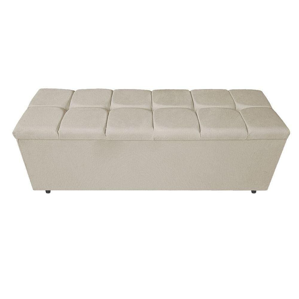 Calçadeira Estofada Manchester 160cm Queen Size Suede Bege