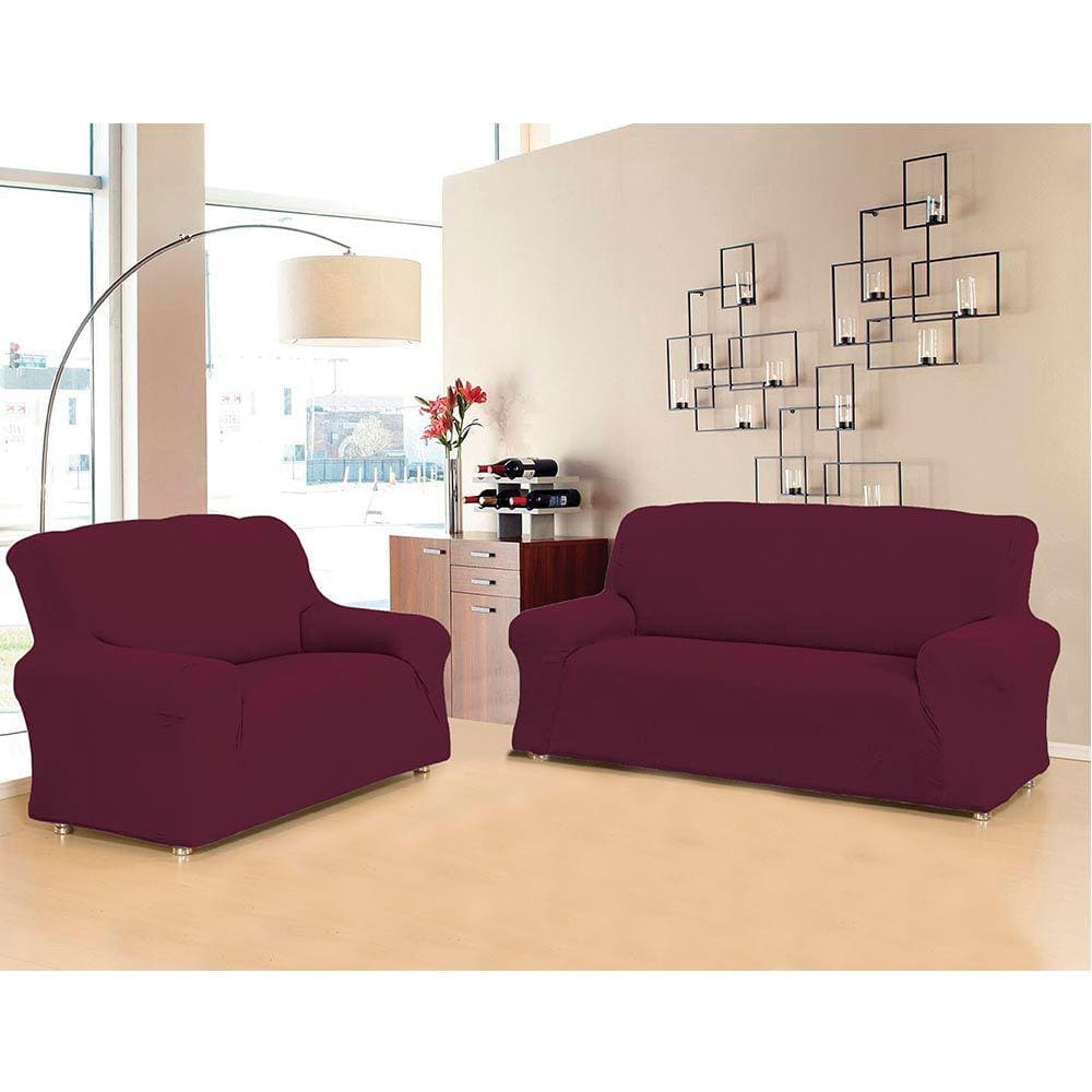Kit Capa para Sofá 2 e 3 Lugares Vinho New City Casa Doro